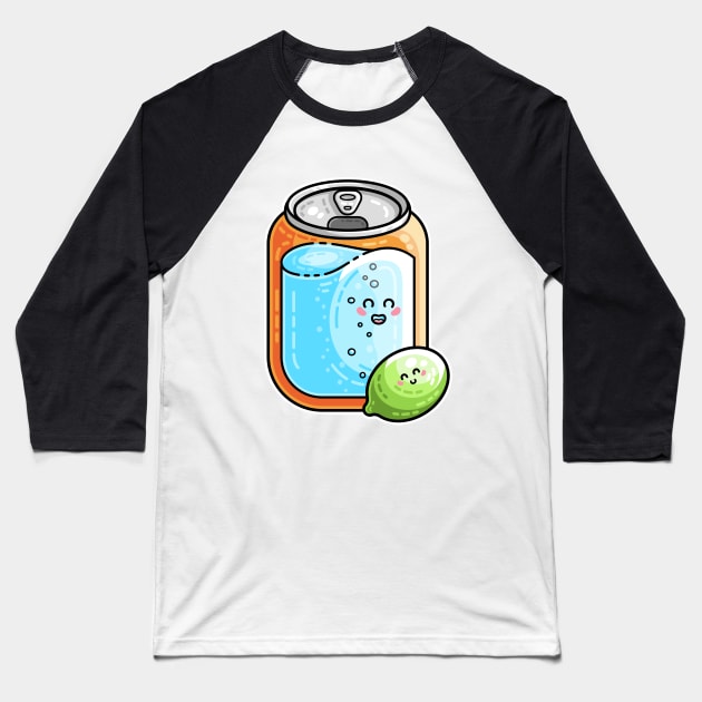 Kawaii Cute Lime and Soda Can Baseball T-Shirt by freeves